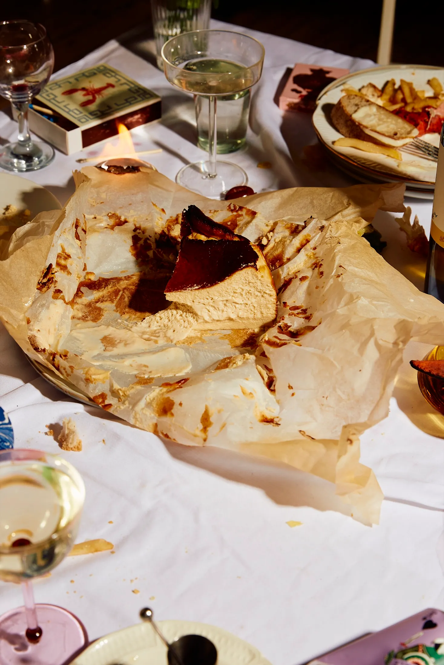 Basque Cheesecake On Fire Dinner Party