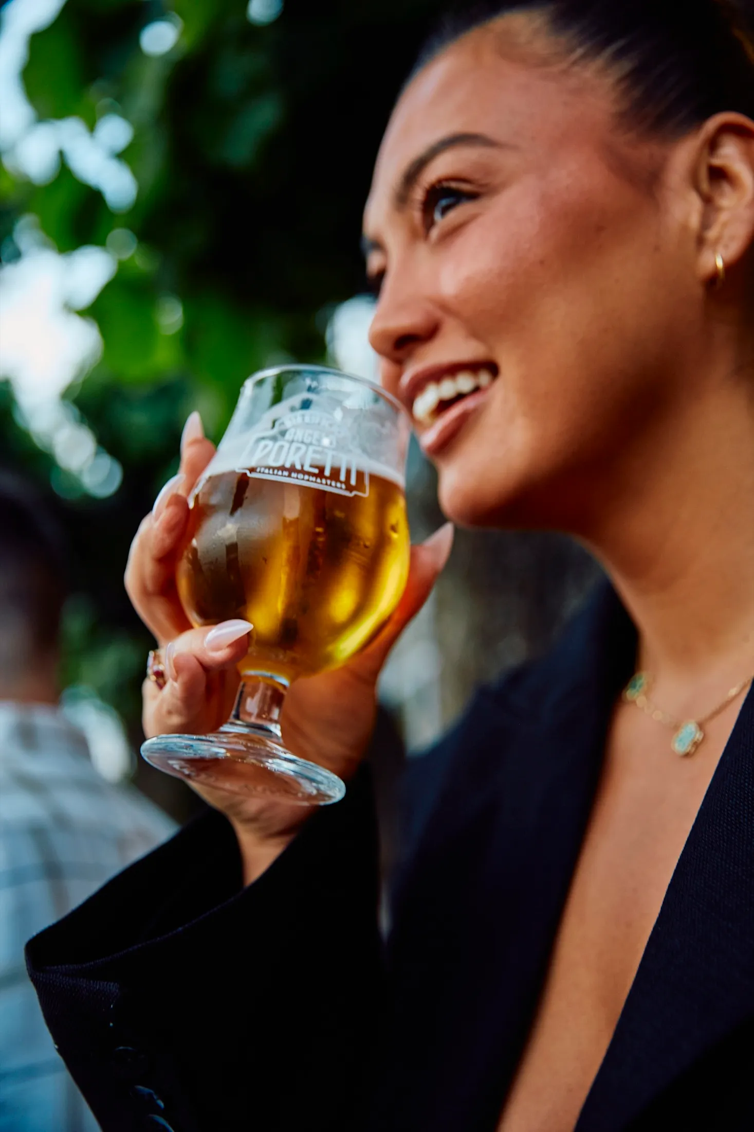 Girl Drinking Beer Poretti