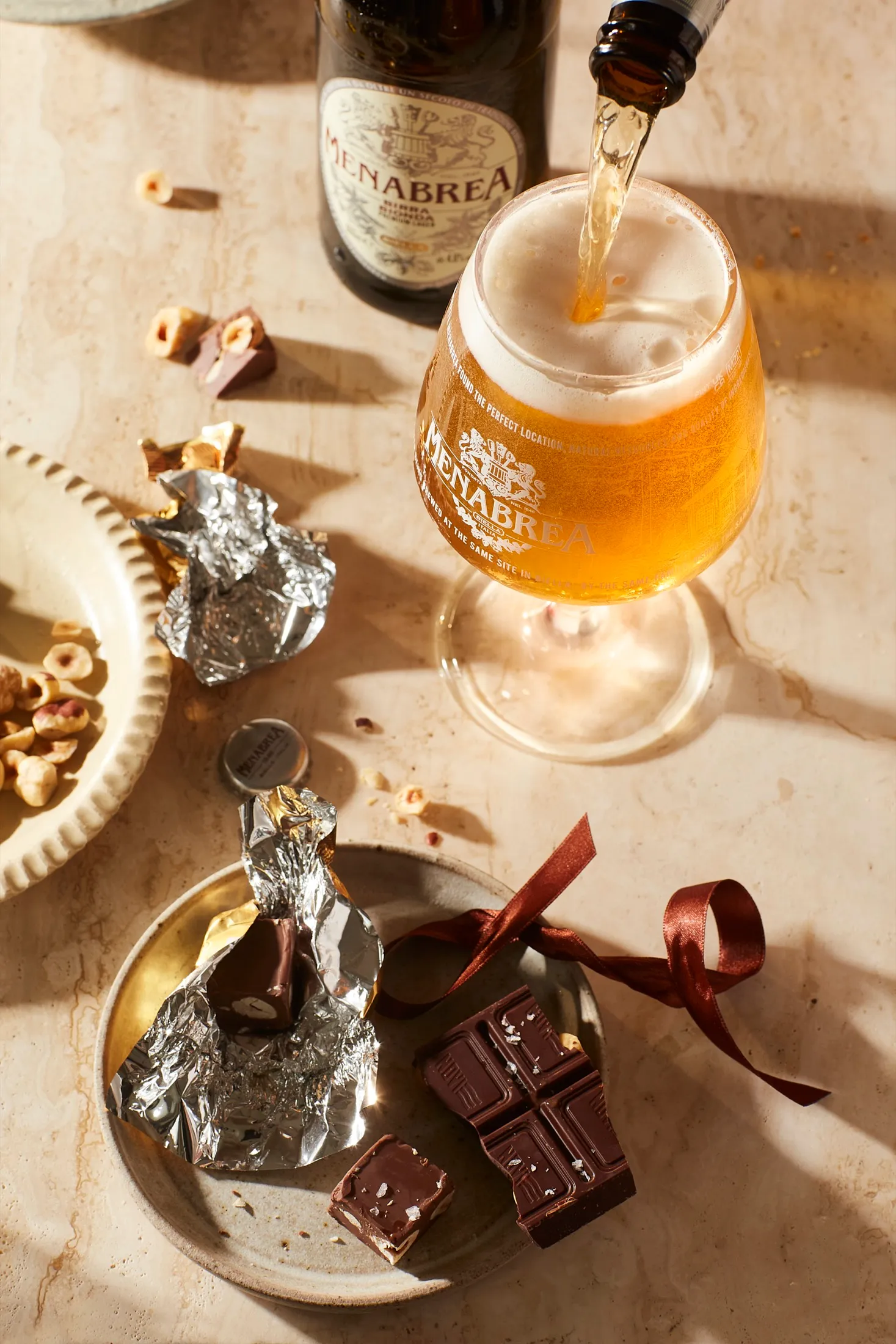 Pouring Beer Chocolate Menabrea