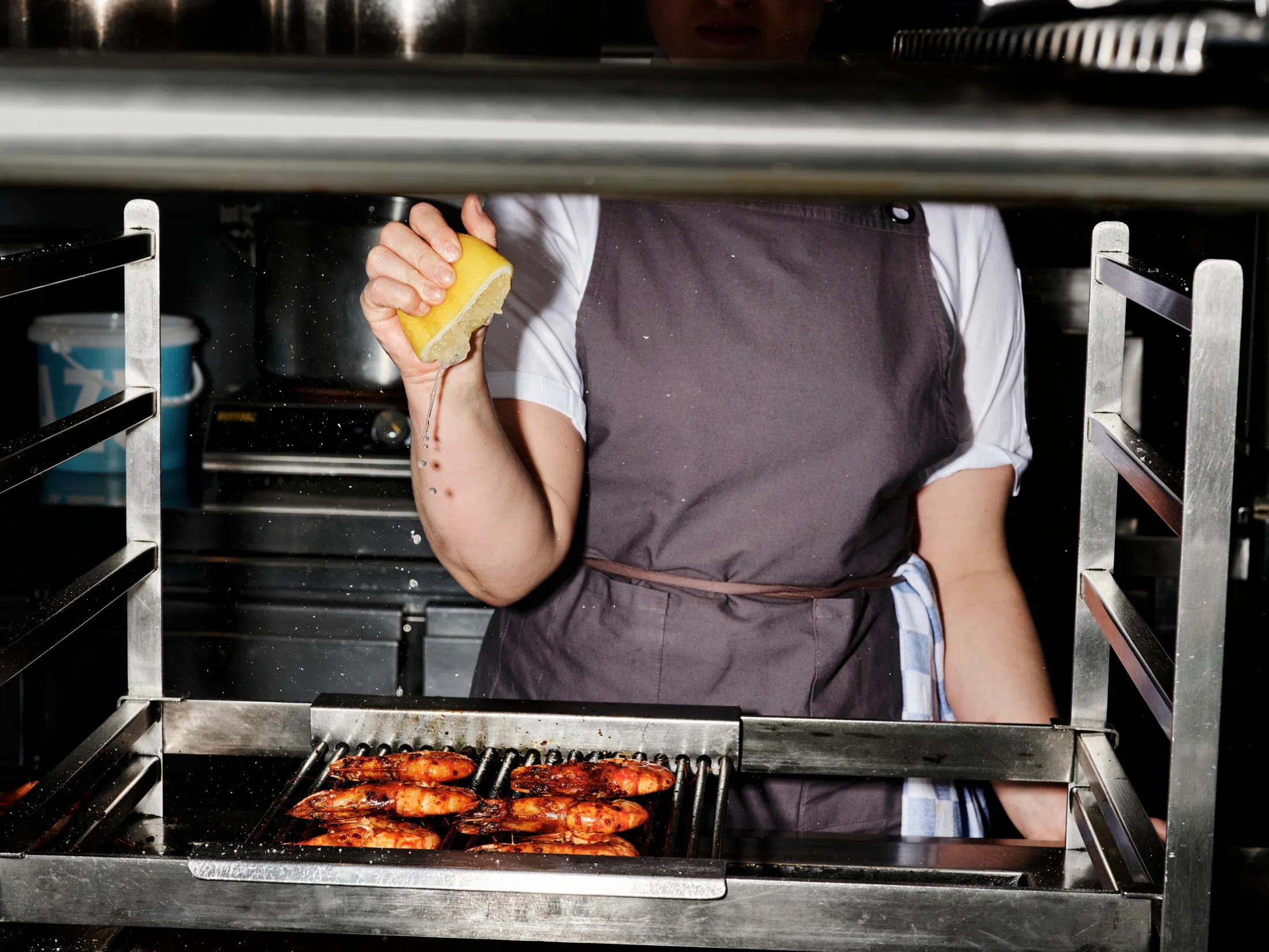 Squeezing Lemon Prawns Belazu 7